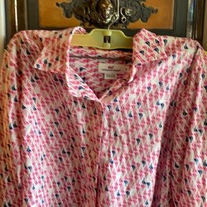 Vineyard Vines Pink & Blue Sailboats Blouse 8